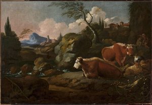 Italian Landscape With Cows — Johannes Hannot
