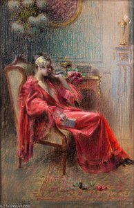 Le Deshabille Rouge Pastel, Signe En Bas Vers La Gauche — Delphin Enjolras