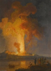 Vesuvius Erupting At Night With Spectators In The Foreground — Pierre Jacques Volaire