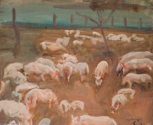 Study Of Pigs — Sir Alfred James Munnings