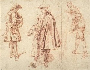 Three Men Standing In Various Attitudes — Nicolas Lancret