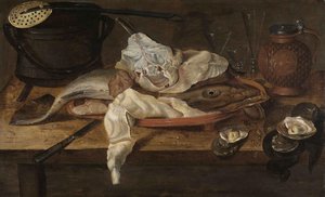 Fish Still Life With A Jug And Glassware — Alexander Adriaenssen