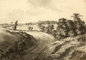 Hardwick Hall from Thakley Lane in Derbyshire