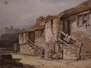 Cottages Near St. Michael's Mount, Cornwall — Samuel Prout