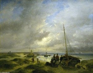 Beach At Katwijk — Andreas Schelfhout