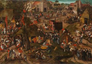A Flemish Kermis with a Performance of the Farce ‘Een cluyte van Plaeyerwater’, Peeter Baltens, c. 1570
