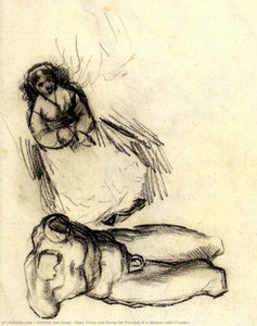 Torso Masculino Y Estudio Para Retrato De Mujer Con Flores — Vincent Willem Van Gogh