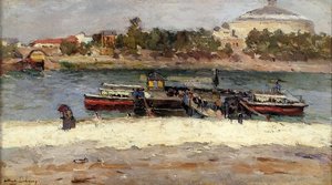 Bateau-mouche At The Quai St Bernard In Paris — Albert-charles Lebourg