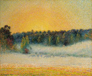 Sol Poniente Y Niebla, Eragny — Camille Pissarro