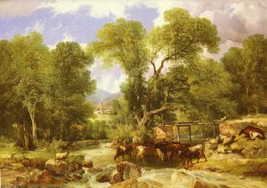 A Wooded Ford — Thomas Sidney Cooper, Romanticism