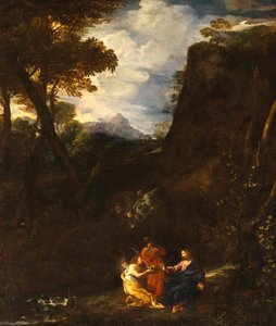 Landscape With Christ And Two Angels — Da Pier Francesco Mola