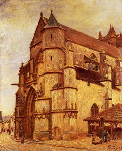 The Church At Moret, Rainy Morning — Alfred Sisley, Impressionist Landscape