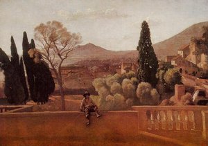 Jardines De Villa Este En Tivoli — Jean-baptiste-camille Corot