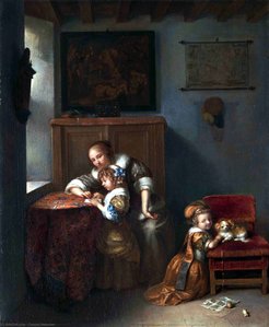 A Lady teaching a Child to Read