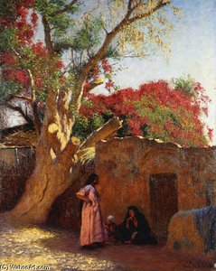 An Arab Family Outside A Village