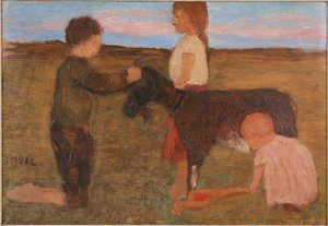 Landschaft Mit Drei Kindern Und Ziege — Паула Модерсон-бекер