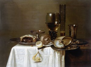 Quiet Life With Wine Cup And Nautilusmuschel — Willem Claesz Heda