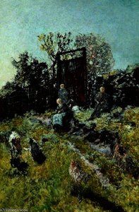Landscape With Figures And Goats — Adolphe Joseph Thomas Monticelli