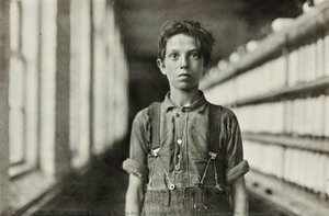 Jo Bodeon. A “back-roper” In The Mule Room, Chace Cotton Mills, Burlington, Vermont — Lewis Wickes Hine