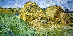 Field With Stacks Of Wheat — Vincent Willem Van Gogh, Post-impressionism