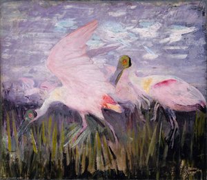 Roseate Spoonbills, Study For Book Concealing Coloration In The Animal Kingdom — Abbott Handerson Thayer