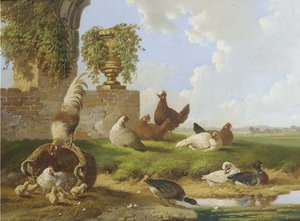 Poultry And Ducks By A Ruin — Albertus Verhoesen
