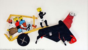 Wooden Toy (bullock Cart) — M.f. Husain