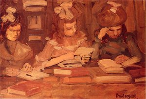 In The Library (aka Three School Girls) — Maurice Brazil Prendergast, Post-impressionism
