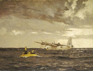 A Sunderland Flying Boat Rescuing The Crew Of A Liberator — Norman Wilkinson