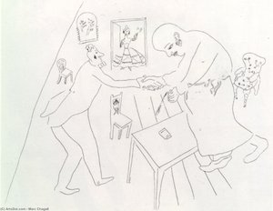 Tchitchikov's Farewell To Manilov — Marc Chagall, Expressionism
