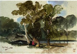 Figures Resting In A Shady Glade, Vodena, Greece — Edward Lear