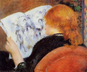Young Woman Reading An Illustrated Journal — Pierre-auguste Renoir
