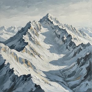 Monolithic Silence: A Monumental Study Of Frozen Peaks And Jagged Slate Shadows — David Moreau, Plaster & Texture Art