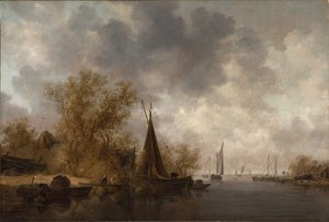River Landscape With Fishing Boats — Jan Josefsz Van Goyen