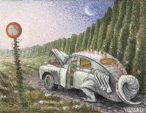 Jurassic Parking — Jacek Yerka