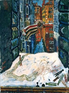 Washline, Little Bridge — John Bratby