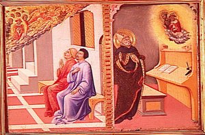 Saint Jerome Apparait Au Ciel A Sulpice Severe, Puis Aux Cotes De Saint Jean Baptiste, A Saint Augustin — Ansano Di Pietro Di Mencio