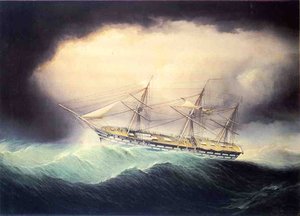 Ship Of The Line Uss Ohio — James Edward Buttersworth, Romanticism