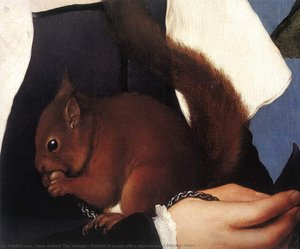 Portrait Of A Lady With A Squirrel And A Starling (detail) — Hans Holbein The Younger, Northern Renaissance