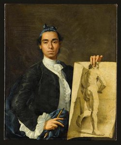Portrait de l'artiste tenant une académie