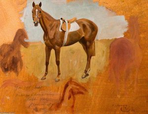 Study Of A Racehorse In Training At George Lambton's Yard — Sir Alfred James Munnings
