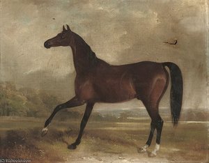 A Chestnut Hunter In A Landscape — William Barraud