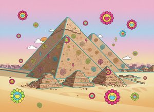 Ephemeral Pyramids: A Pastel Bloom — Jacques Villedieu, Superflat (contemporary Pop-surrealism)