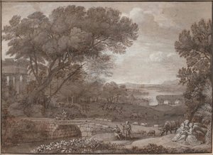Paisaje Con El Resto En La Huida A Egipto, 1660 — Claude Lorrain (claude Gellée), Paisaje Barroco