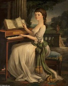 A Girl At A Harpsichord — Mather Brown