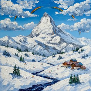 Himmlische Gipfel-serenität: Eine Skulpturale Studie Von Alpinem Licht Und Prismatischen Himmeln — David Moreau, Zeitgenössische Abstraktion