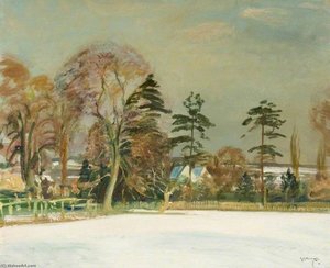 A Winter Landscape — Sir Alfred James Munnings, Impressionist Landscape