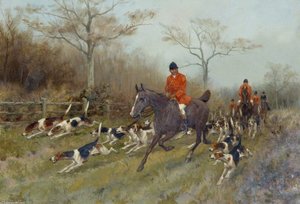 Huntsmen And Hounds In A Wooded Landscape — Thomas Blinks