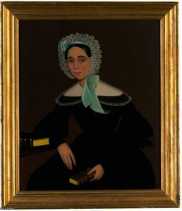 Portrait Of A Young Woman In A White Eyelet Bonnet — Ammi Phillips