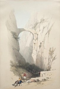 Triumphal Arch Crossing The Ravine Leading To Petra — David Roberts